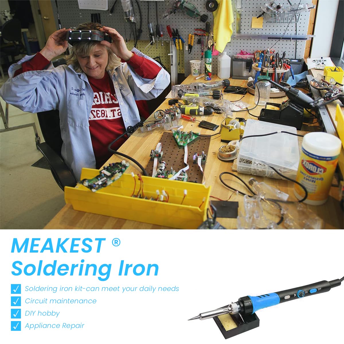 Serplex Soldering Iron Kit with On/Off Switch, Adjustable Temperature 200 to 450°C, Electric Soldering Kit Set Soldering Iron Tool Set with 5 Tips for Electronics Repairing, DIY Electronics Assemble Serplex Soldering Iron Kit with On/Off Switch, Adjustable Temperature 200 to 450°C, Electric Soldering Kit Set Soldering Iron Tool Set with 5 Tips for Electronics Repairing, DIY Electronics Assemble